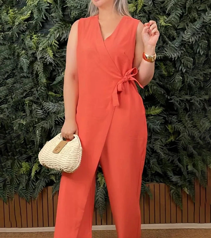 Sleeveless Wrap Jumpsuit with Wide Legs