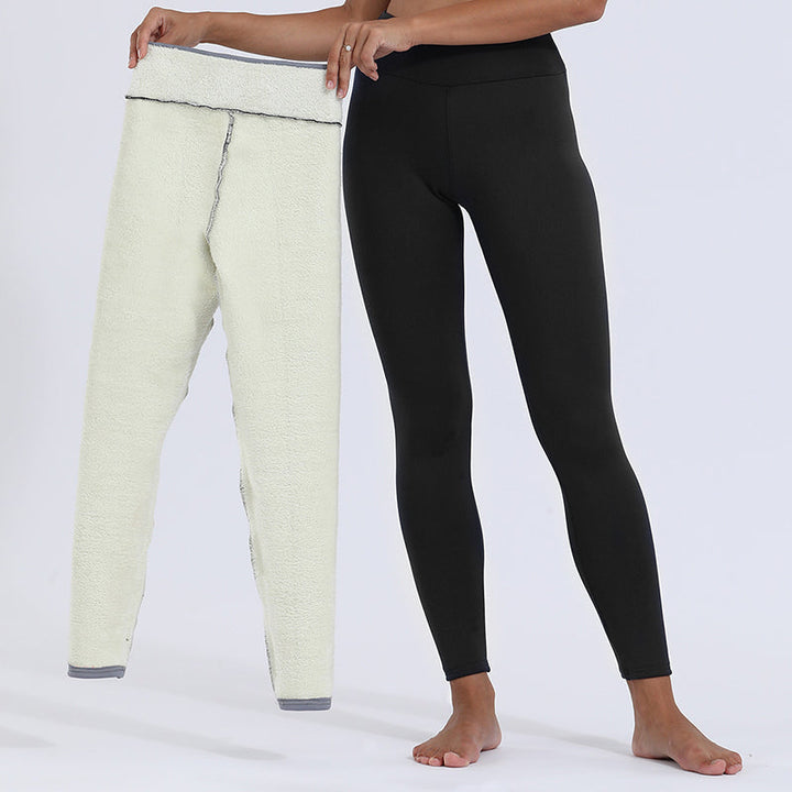 High-Waist Full-Length Leggings with Fleece Lining and Elastic Waistband
