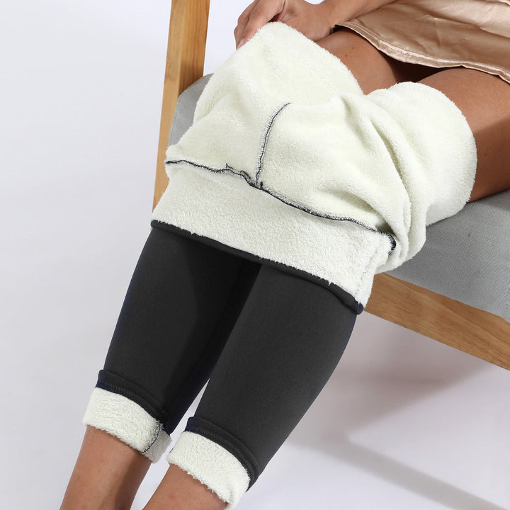High-Waist Full-Length Leggings with Fleece Lining and Elastic Waistband