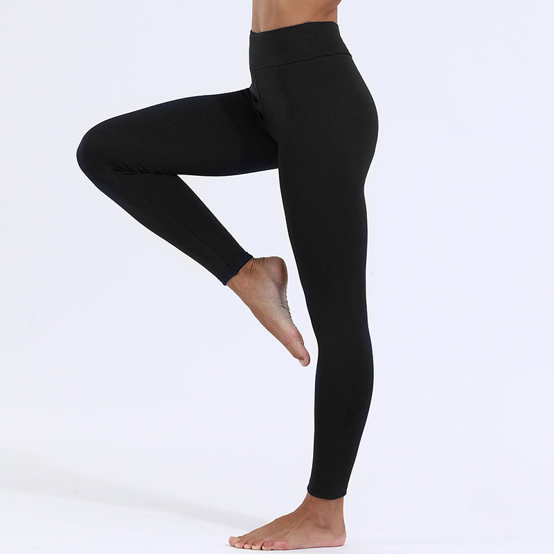 High-Waist Full-Length Leggings with Fleece Lining and Elastic Waistband