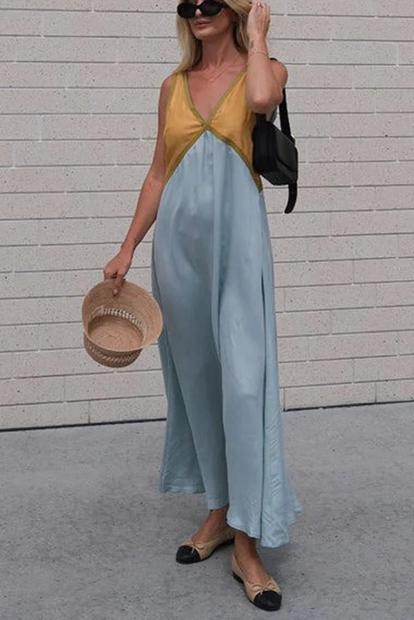 Keeley - V-Neck Contrasting Color Dress