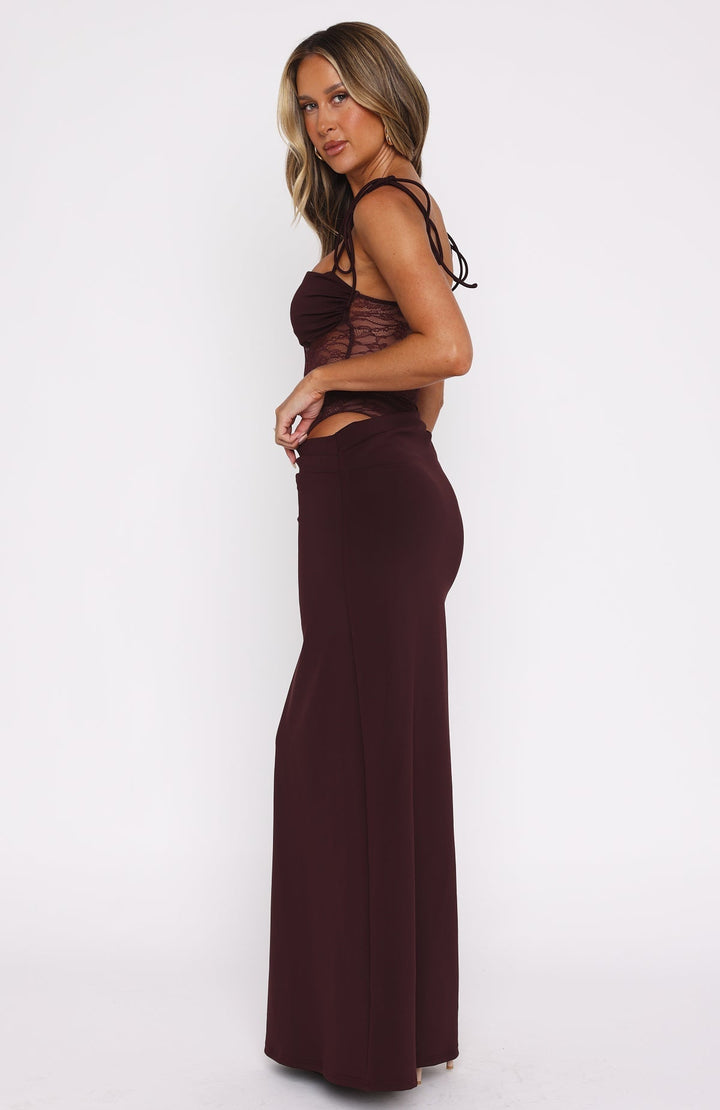 Maxi Dress with Lace Bodice and Tie Shoulder Straps
