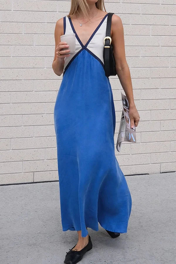 Keeley - V-Neck Contrasting Color Dress