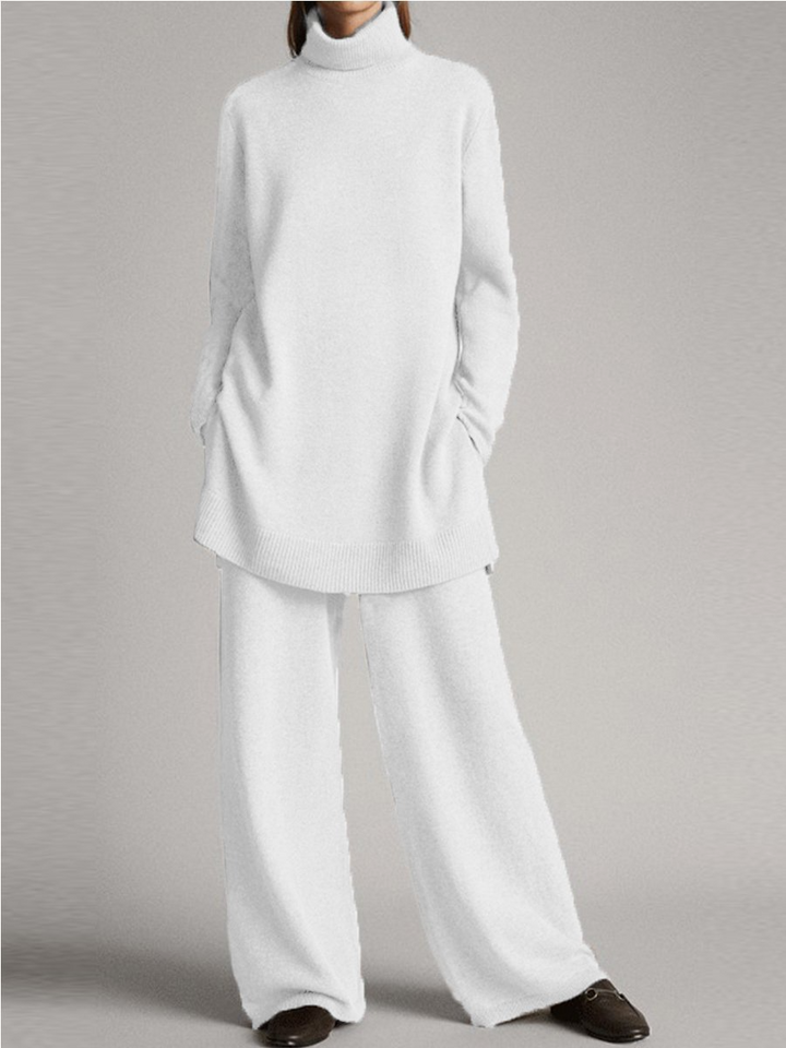 High-Neck Quarter-Zip Sweatshirt and Jogger Set