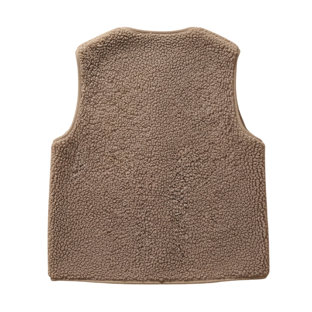 Plush Vest with V-Neckline, Button Closure, and Patch Pockets