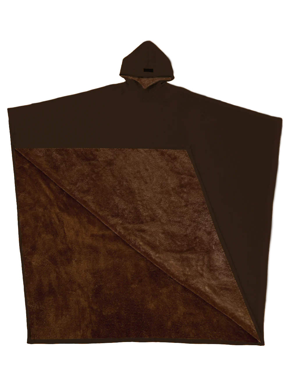 Hooded Terry-Lined Poncho with Snap Button Closure and Full Length