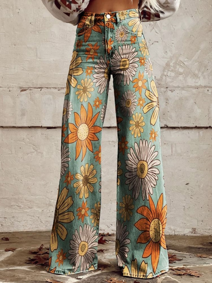 Grace - Vintage Floral Wide Leg Pants