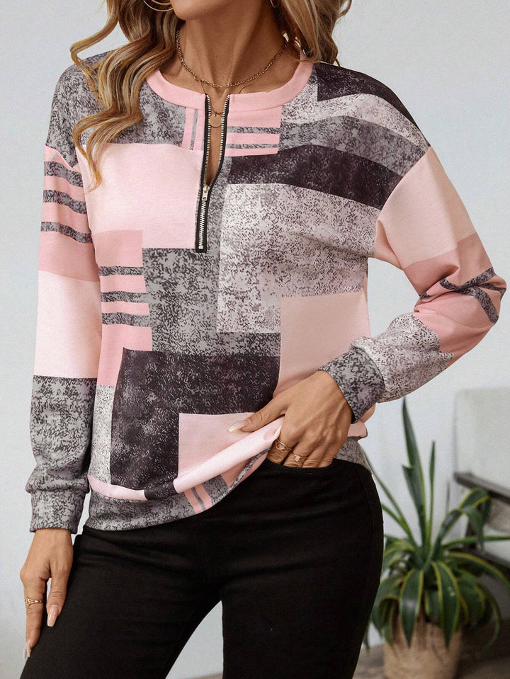 Long Sleeve Quarter-Zip Pullover Top