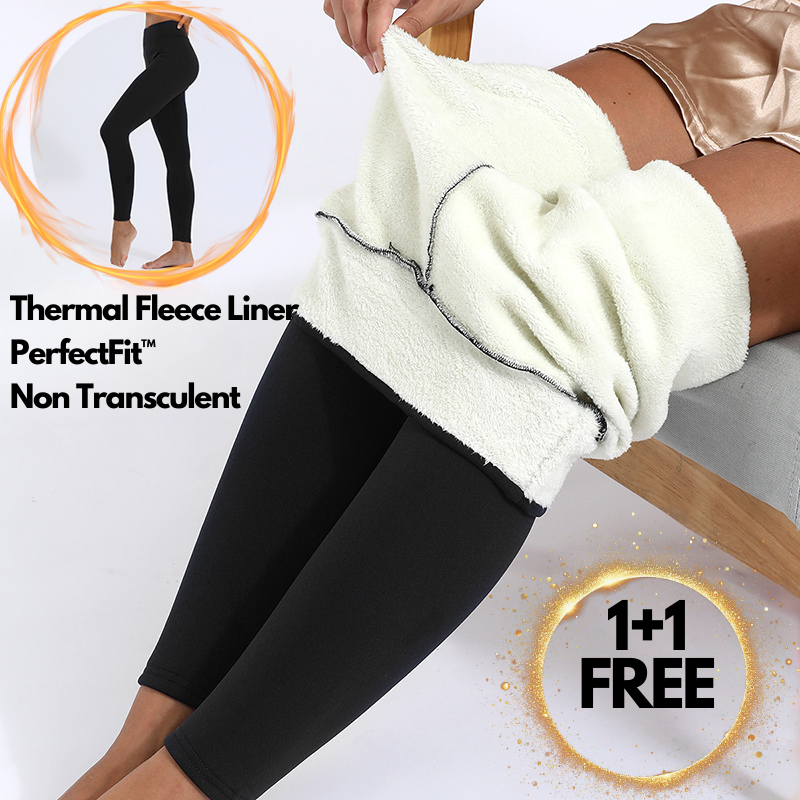 High-Waist Full-Length Leggings with Fleece Lining and Elastic Waistband