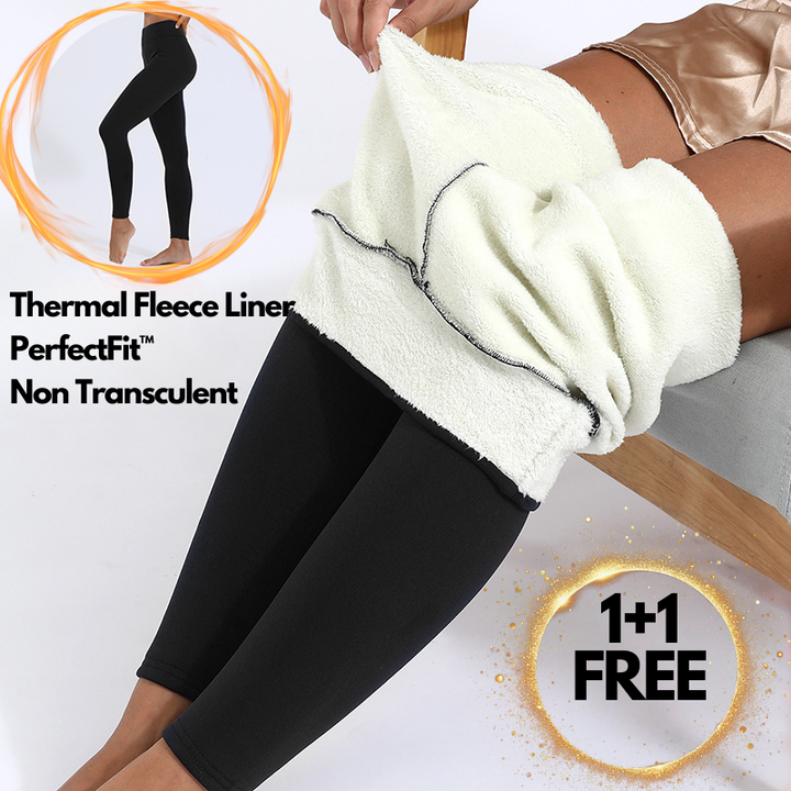 High-Waist Full-Length Leggings with Fleece Lining and Elastic Waistband