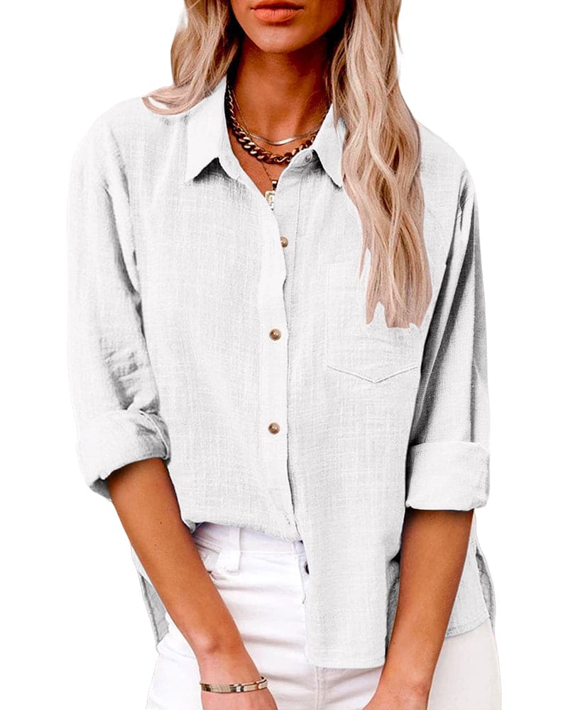 Button-Down Shirt with Long Sleeves and Chest Pocket