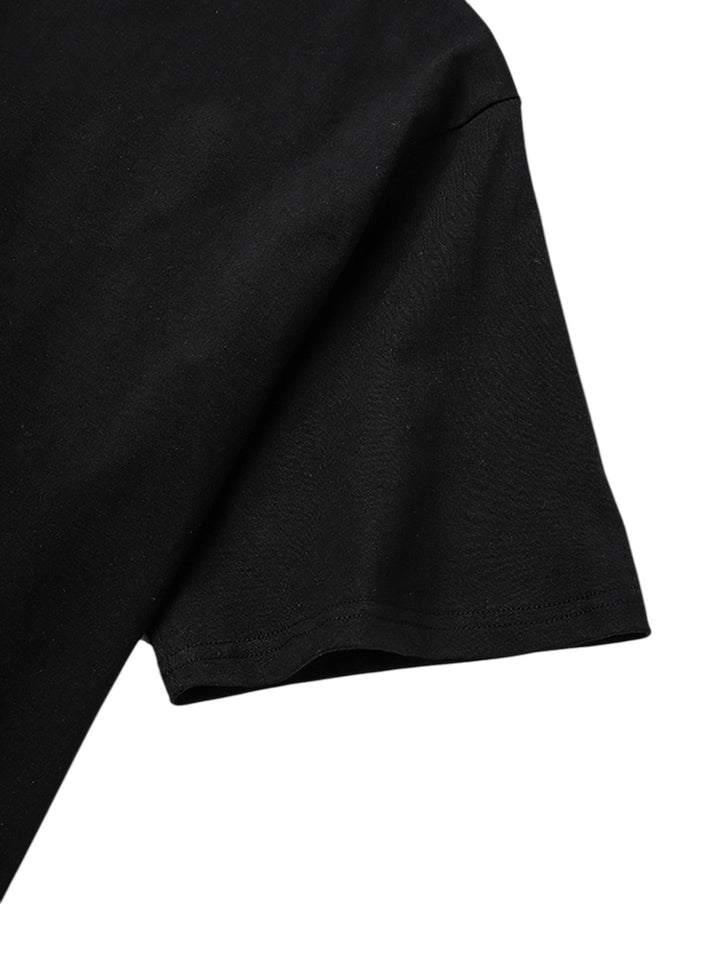 Short Sleeve Graphic Print T-Shirt with Crew Neck and Rolled Cuffs