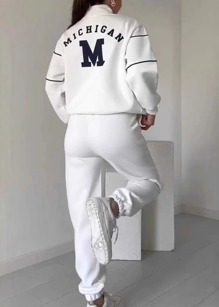 High-Neck Quarter-Zip Sweatshirt and Jogger Set