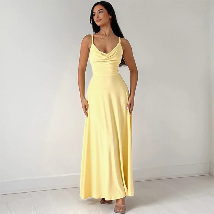 Maxi Dress with Spaghetti Straps and Open Back Tie Closure