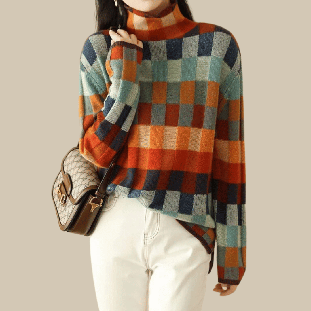 Tamsyn - Cashmere Patchwork Turtleneck Sweater
