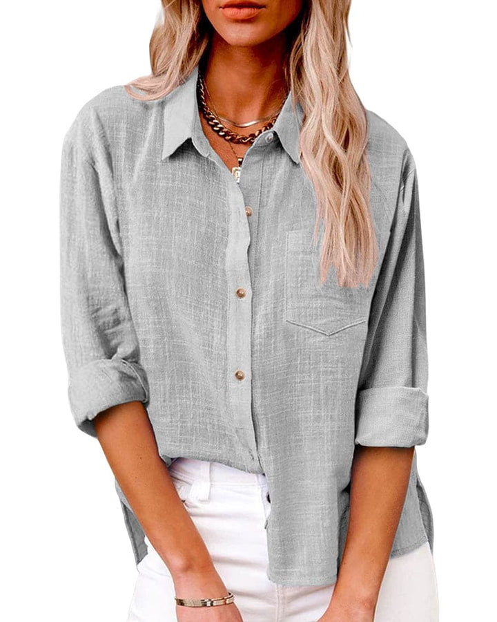 Button-Down Shirt with Long Sleeves and Chest Pocket