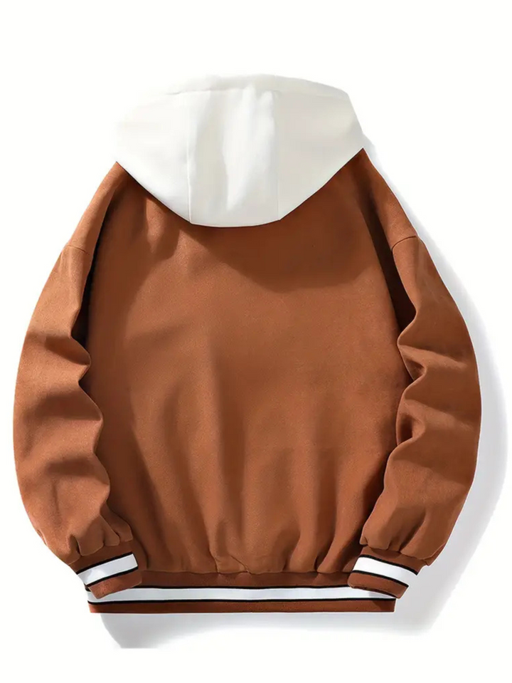 Bomber Jacket with Hood and Snap Button Closure