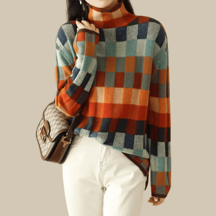 Tamsyn - Cashmere Patchwork Turtleneck Sweater