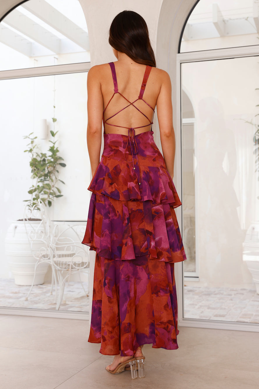 V-Neck Tiered Maxi Dress with Criss-Cross Back