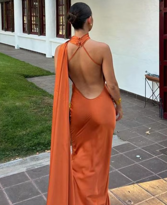 Maxi Dress with Backless Design