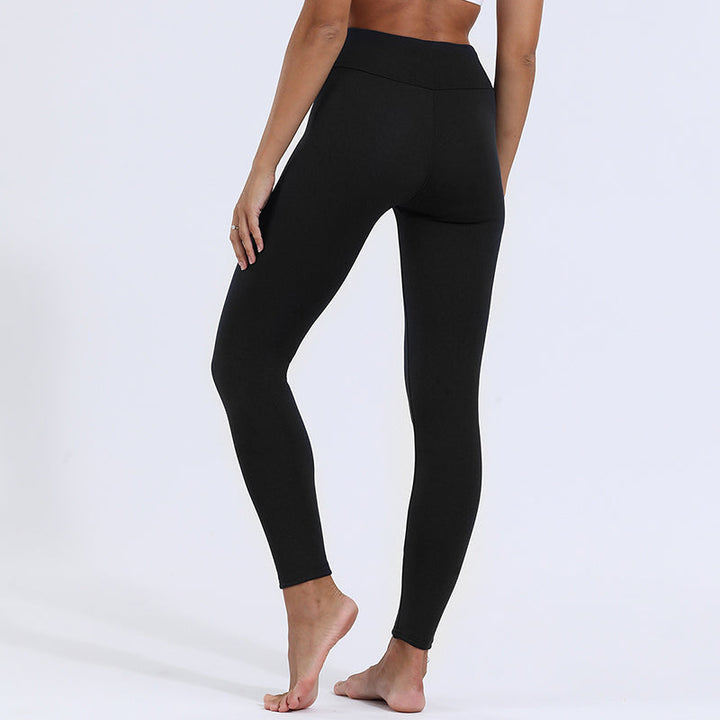 High-Waist Full-Length Leggings with Fleece Lining and Elastic Waistband