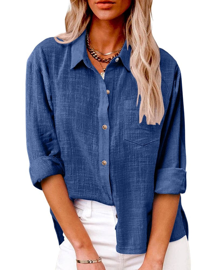 Button-Down Shirt with Long Sleeves and Chest Pocket