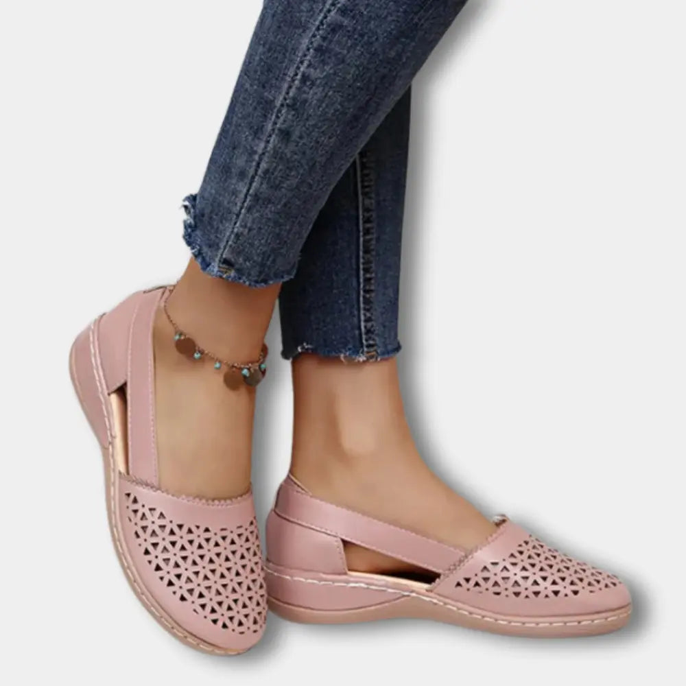 Slip-On Flats with Round Toe and Open Side Panels