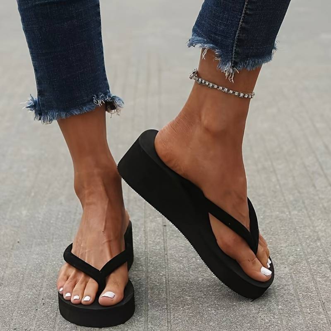 Thong Strap Wedge Platform Flip Flops Sandals