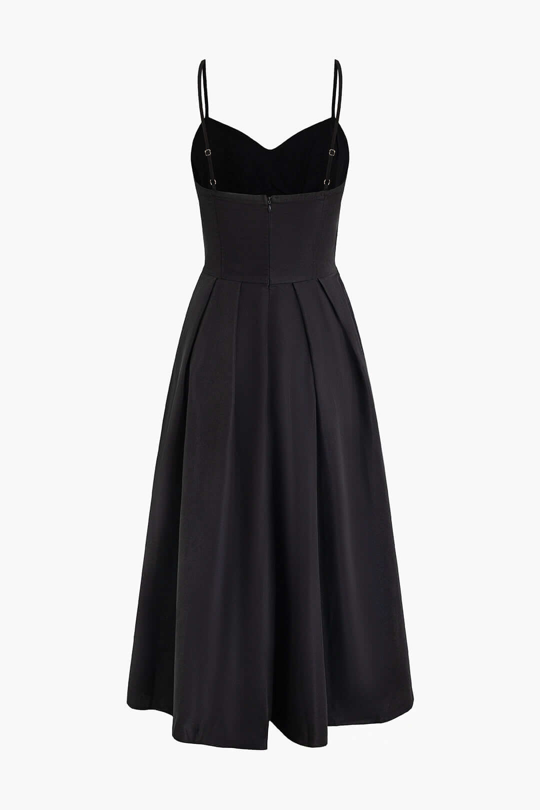 Sweetheart Neckline Corset Bodice Midi Dress with Spaghetti Straps