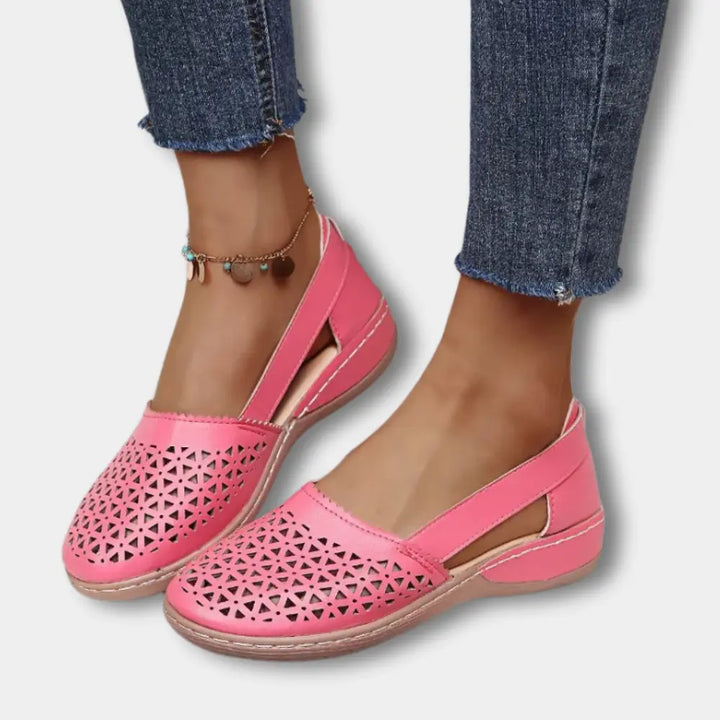 Slip-On Flats with Round Toe and Open Side Panels