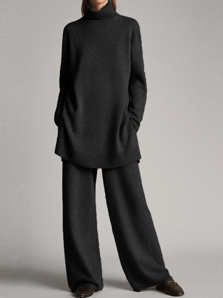 High-Neck Quarter-Zip Sweatshirt and Jogger Set