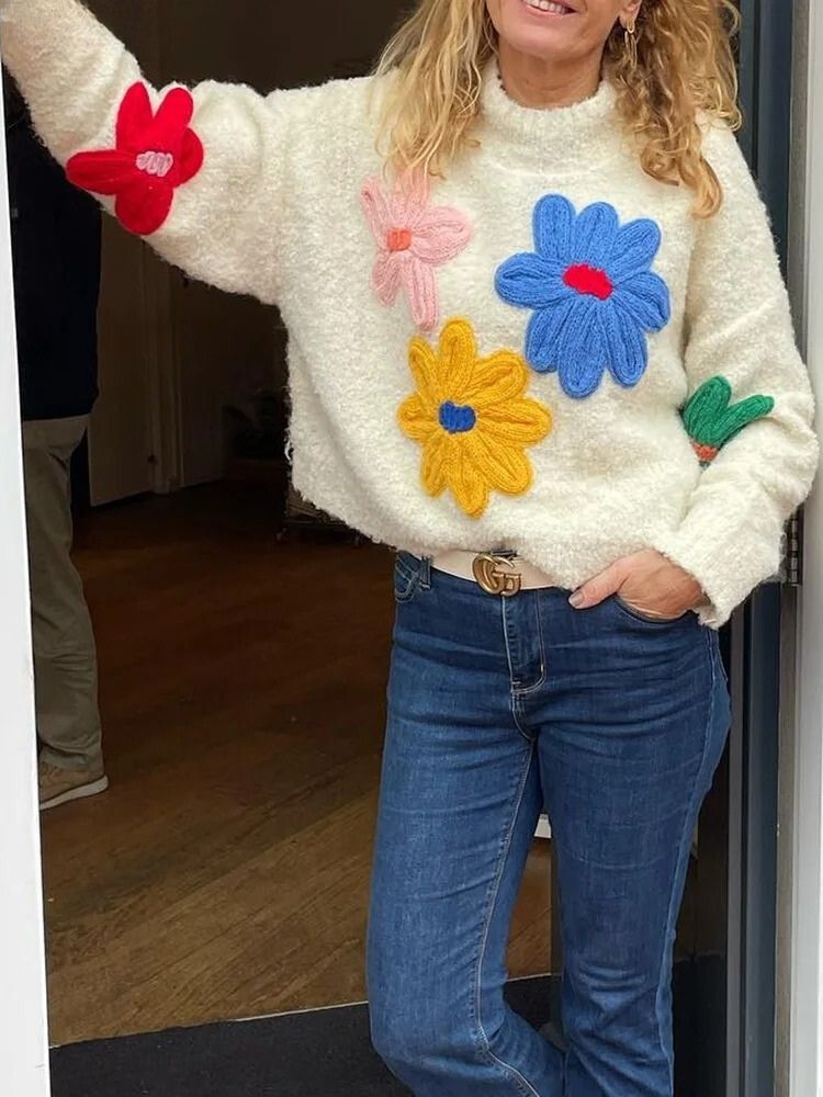 Jarah - Floral Knit Sweater