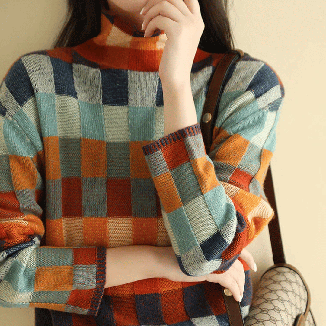 Tamsyn - Cashmere Patchwork Turtleneck Sweater