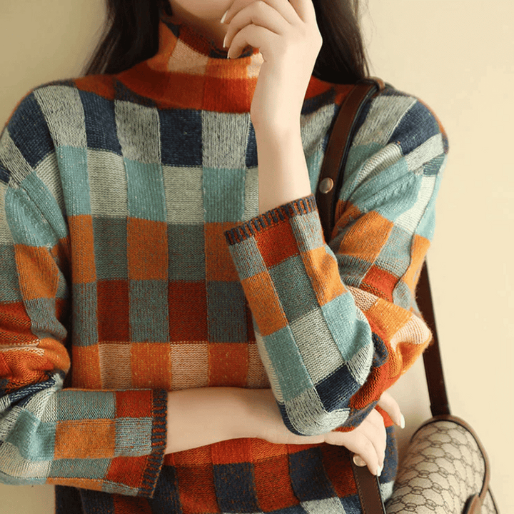 Tamsyn - Cashmere Patchwork Turtleneck Sweater