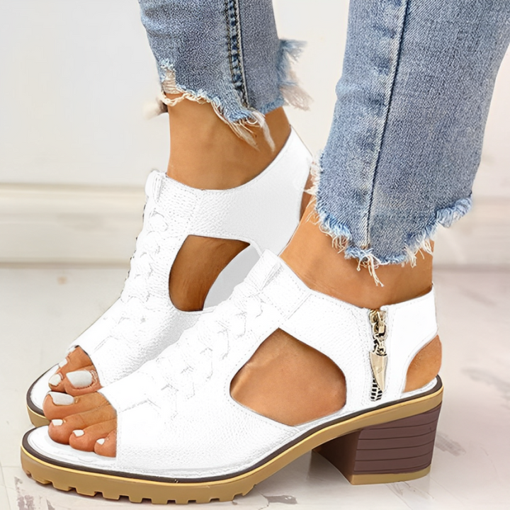 Open Toe Ankle Strap Sandals with Braided Upper and Block Heel