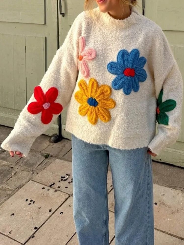 Jarah - Floral Knit Sweater