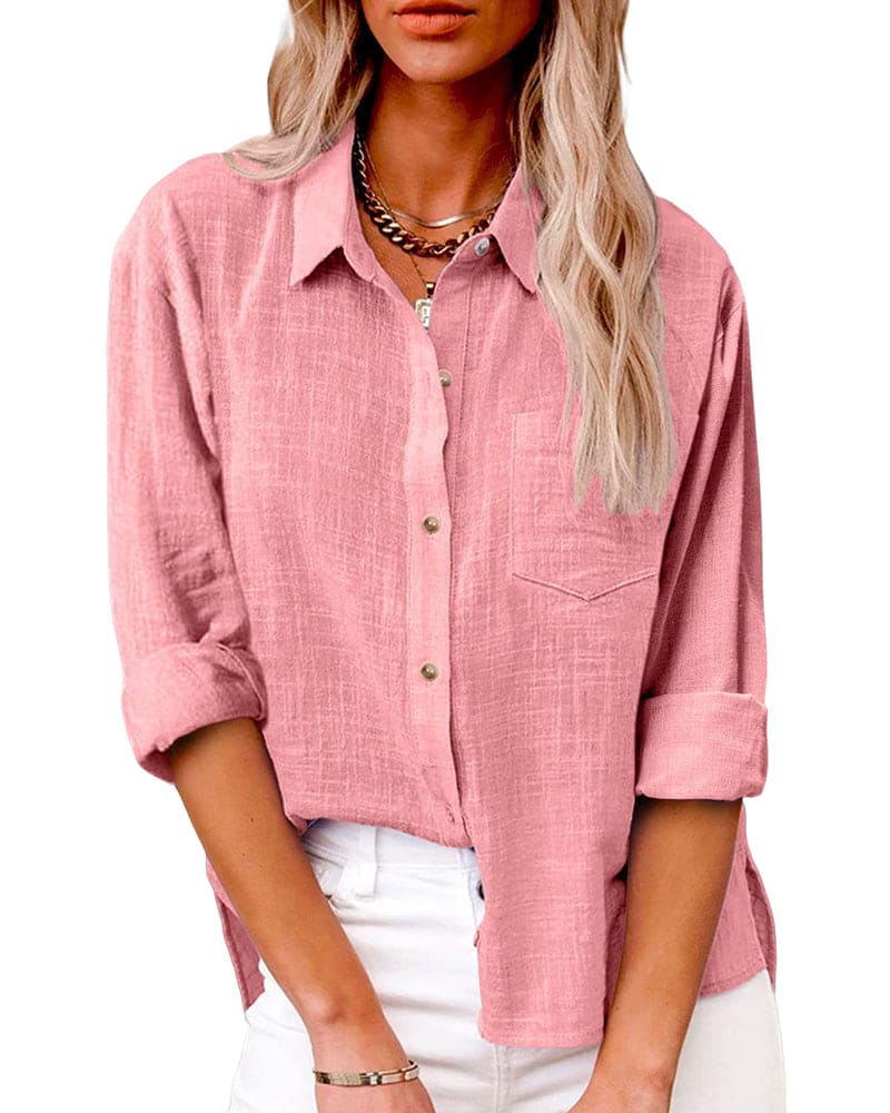 Button-Down Shirt with Long Sleeves and Chest Pocket