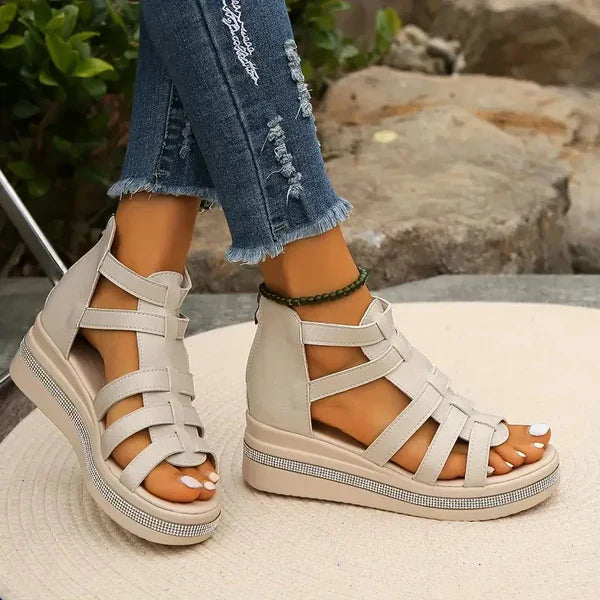 Strappy Sandals with Zip Closure and Platform Sole