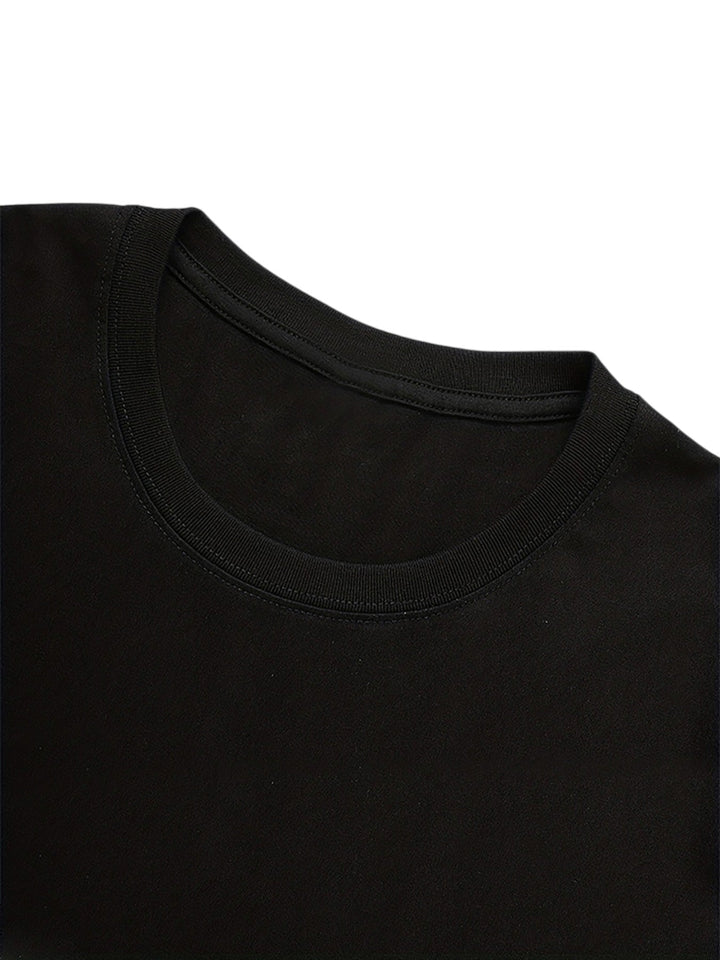 Short Sleeve Graphic Print T-Shirt with Crew Neck and Rolled Cuffs