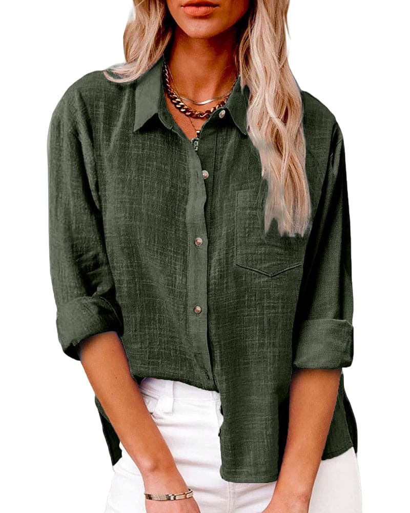 Button-Down Shirt with Long Sleeves and Chest Pocket