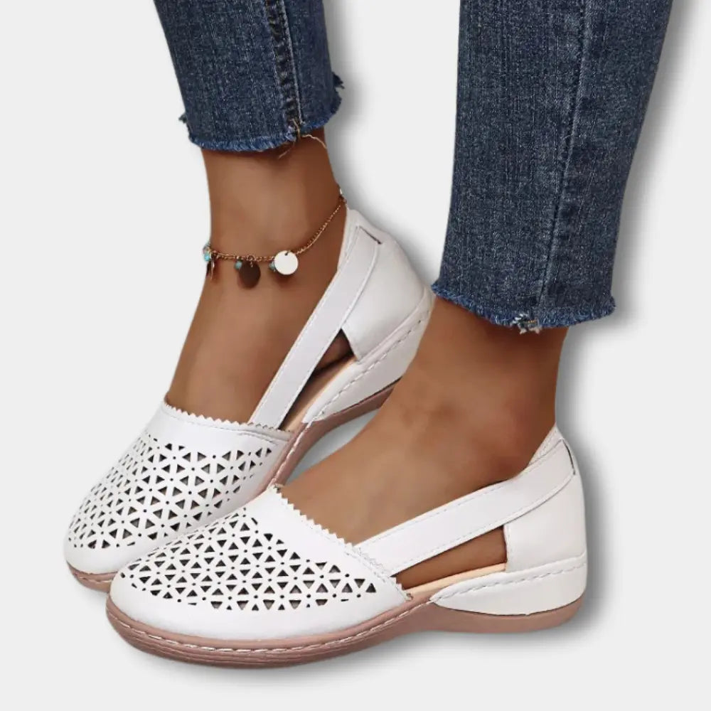 Slip-On Flats with Round Toe and Open Side Panels