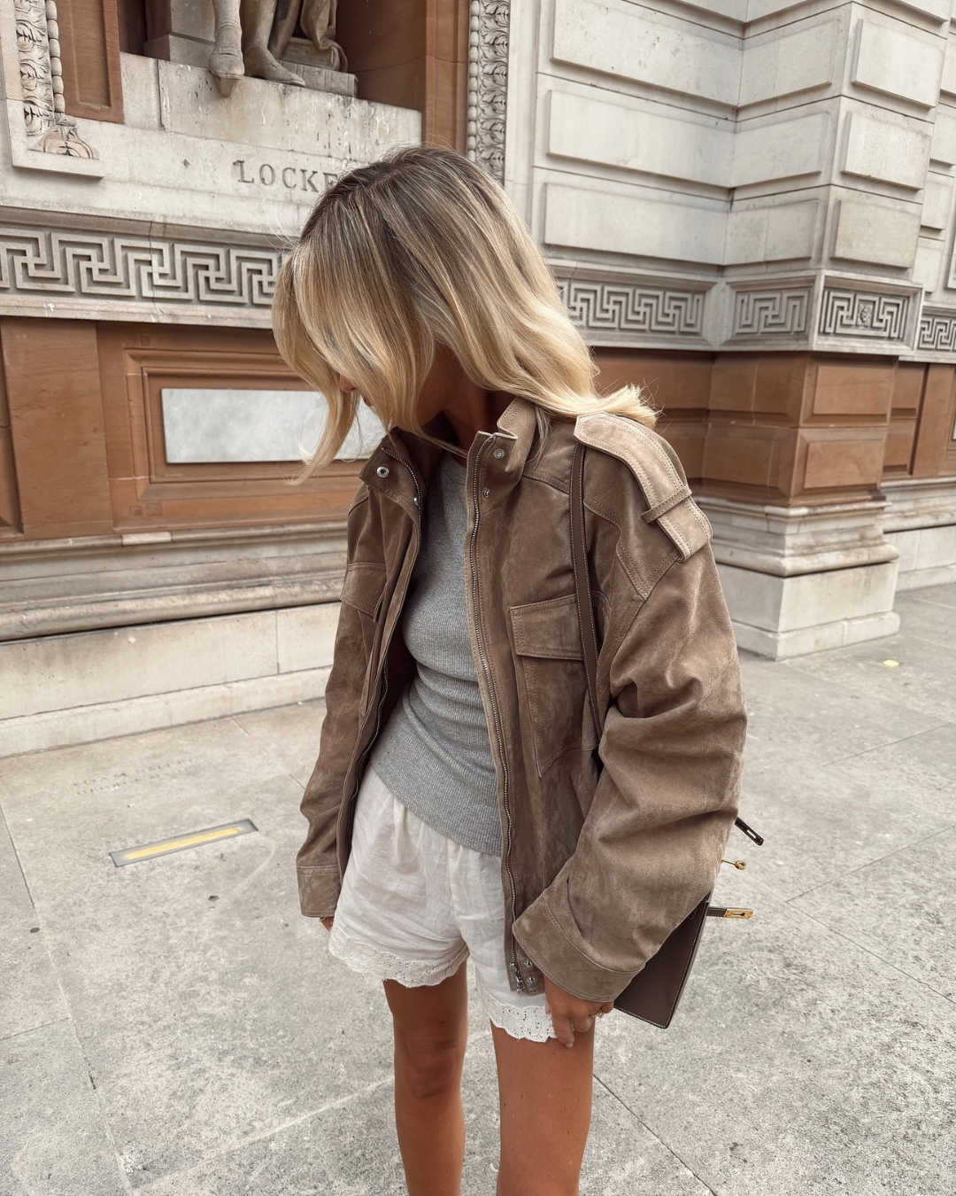 Jacket with High Collar, Front Flap Pockets, and Zip Closure