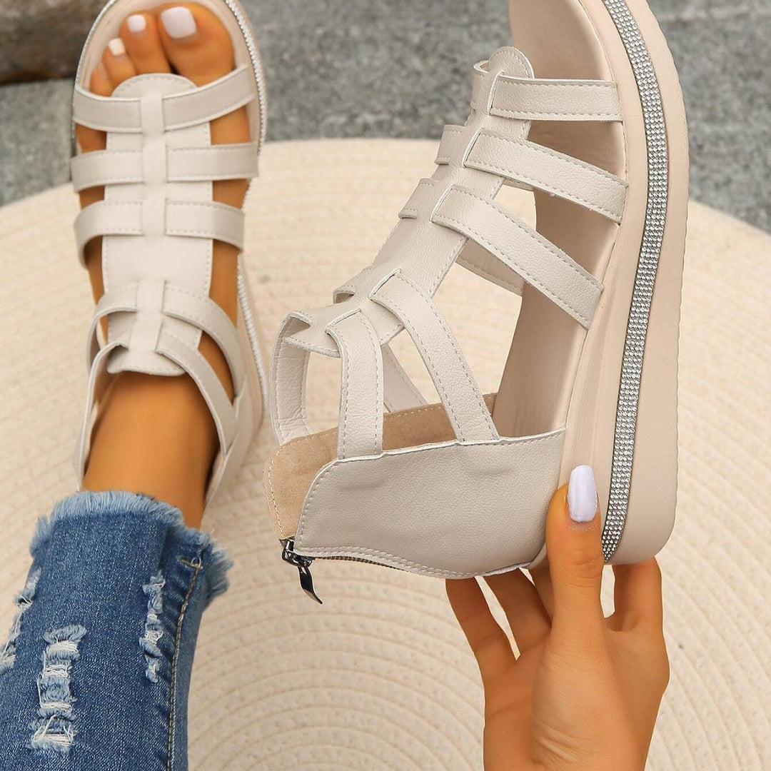 Strappy Sandals with Zip Closure and Platform Sole