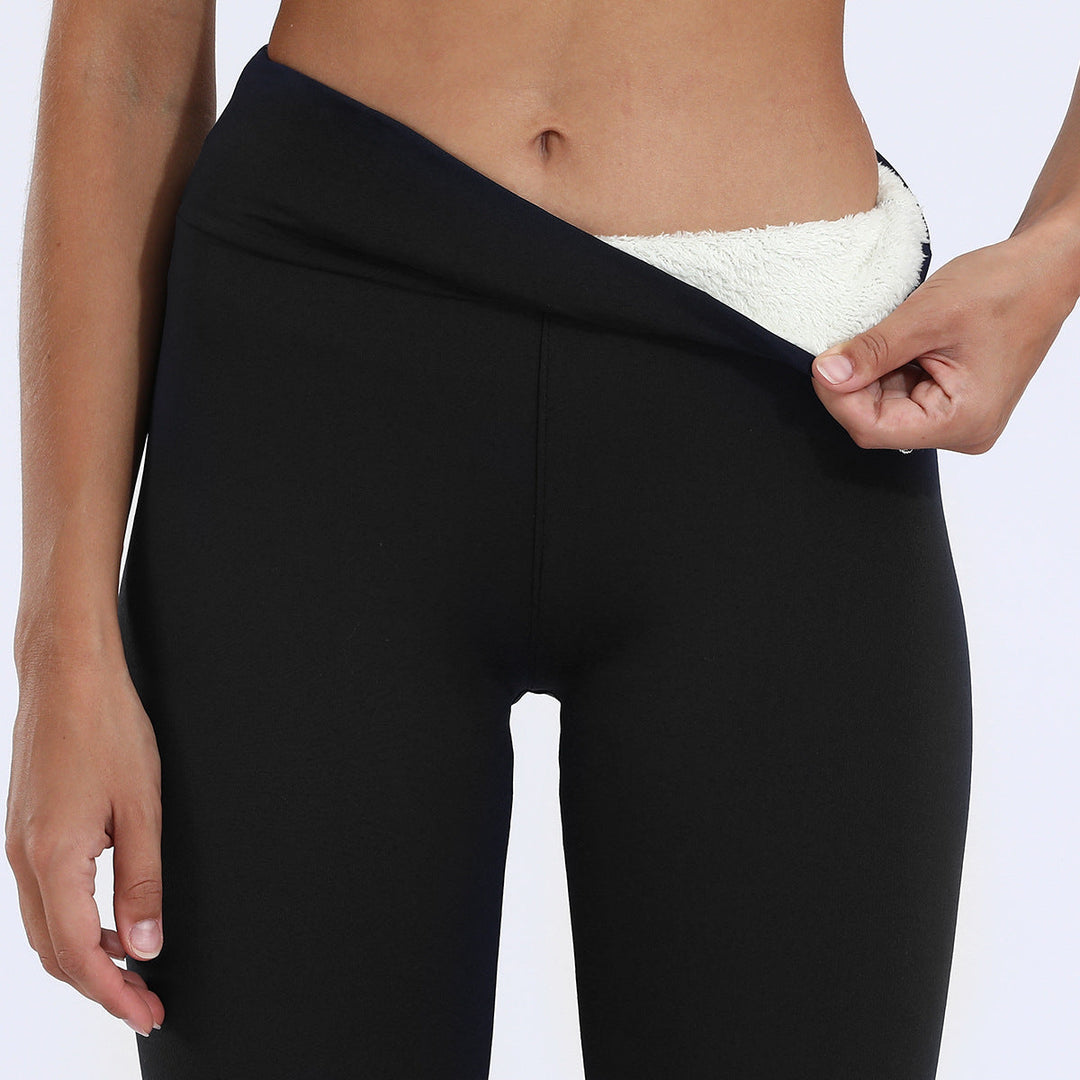 High-Waist Full-Length Leggings with Fleece Lining and Elastic Waistband