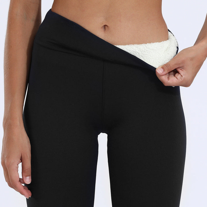 High-Waist Full-Length Leggings with Fleece Lining and Elastic Waistband