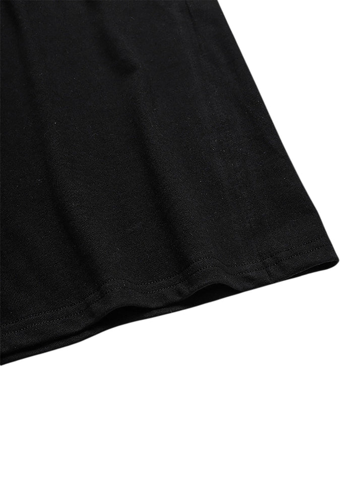 Short Sleeve Graphic Print T-Shirt with Crew Neck and Rolled Cuffs