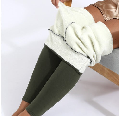 High-Waist Full-Length Leggings with Fleece Lining and Elastic Waistband