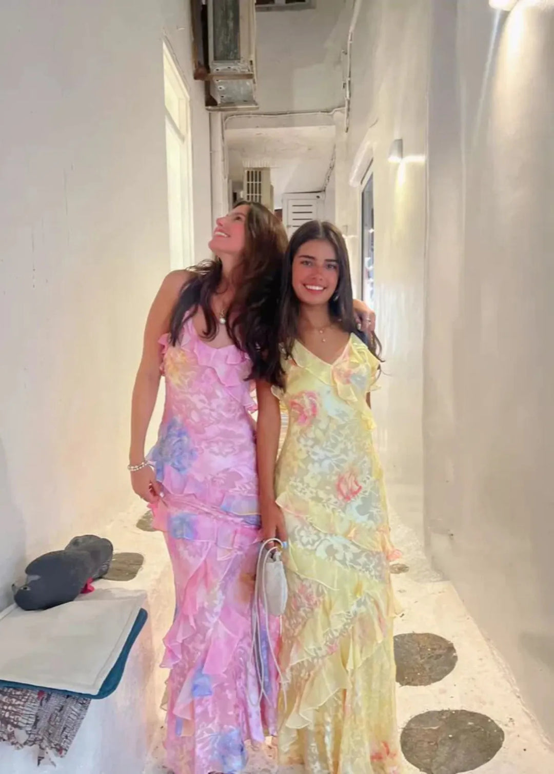 Ruffle Tiered Maxi Dress with V-Neckline and Spaghetti Straps