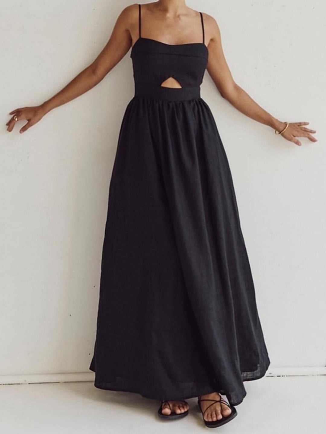 Maxi Dress with Cutout Detail and Spaghetti Straps