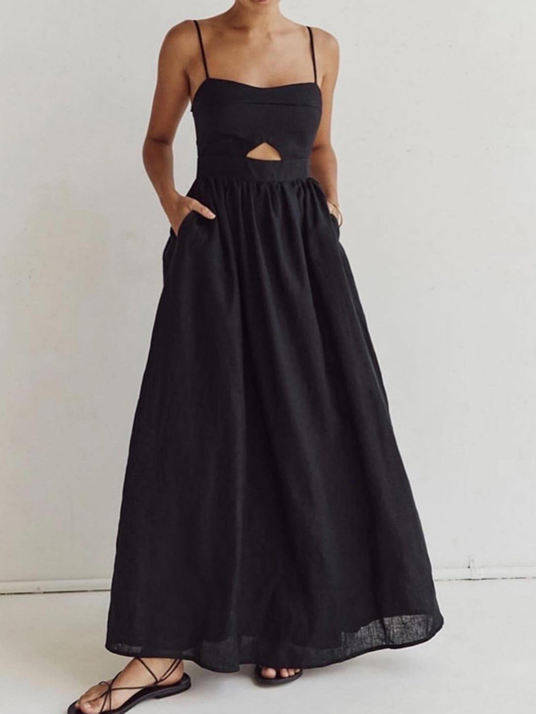 Maxi Dress with Cutout Detail and Spaghetti Straps